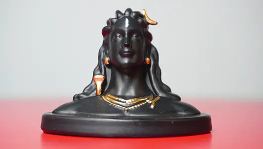 Adiyogi Shiva Statue for Car Dash Board | Black Adiyogi Lord Shiva Handcrafted Polyresin Figurine